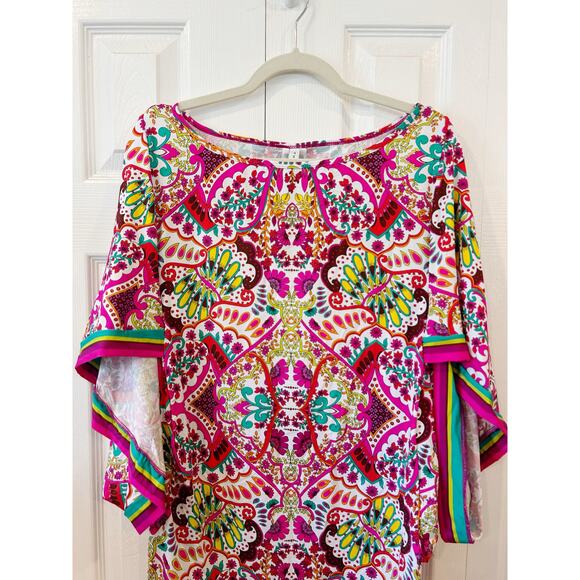 Trina Turk Hawaiian Garden Boatneck Tunic Swim Cover-Up Dress Size M NWT - Picture 5 of 7